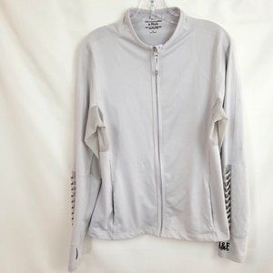 Abercrombie & Fitch L Jacket Gray Long Sleeve Mesh Panels Thumb Holes Pockets